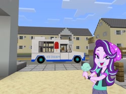 Size: 2048x1536 | Tagged: safe, artist:topsangtheman, starlight glimmer, equestria girls, g4, food, ice cream, ice cream truck, looking at you, minecraft, solo, that pony sure does love ice cream