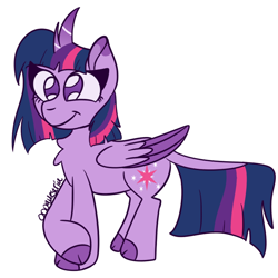 Size: 1000x1000 | Tagged: safe, artist:rubyg242, twilight sparkle, alicorn, hybrid, kirin, pony, g4, cloven hooves, simple background, solo, twilight sparkle (alicorn), white background