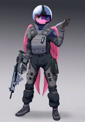 Size: 2856x4096 | Tagged: safe, artist:mrscroup, oc, oc only, pegasus, anthro, plantigrade anthro, clothes, gun, knife, military uniform, solo, uniform, weapon