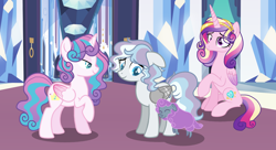 Size: 4912x2679 | Tagged: safe, artist:gallantserver, princess cadance, princess flurry heart, oc, oc:jelly beans, oc:winter solstice (gallantserver), pegasus, pony, sheep, g4, adopted offspring, amputee, artificial wings, augmented, concave belly, floppy ears, offspring, older, parent:princess cadance, parent:shining armor, parents:shiningcadance, prosthetic limb, prosthetic wing, prosthetics, tiny ewes, wings