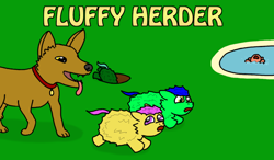 Size: 1024x600 | Tagged: safe, artist:foxhoarder, dog, fluffy pony, asphyxiation, collar, dog collar, drowning, falling, feral fluffy pony, game, herding, running, video game