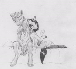 Size: 2456x2262 | Tagged: safe, artist:joestick, oc, oc only, pony, anthro, unguligrade anthro, clothes, female, happy, high res, looking at each other, male, sheet