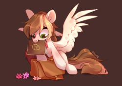 Size: 4093x2894 | Tagged: safe, artist:shore2020, oc, oc only, pegasus, pony, bag, book, female, mare, mouth hold, saddle bag, solo