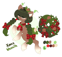 Size: 2030x1885 | Tagged: safe, artist:shady-bush, oc, oc only, original species, pony, scented pony, christmas wreath, closed species, female, mare, simple background, solo, transparent background, wreath
