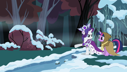 Size: 1920x1080 | Tagged: safe, screencap, clover the clever, princess platinum, rarity, twilight sparkle, pony, unicorn, g4, hearth's warming eve (episode), female, mare