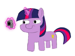 Size: 575x427 | Tagged: safe, twilight sparkle, pony, g4, 1000 hours in ms paint, delet this, gun, handgun, levitation, magic, simple background, solo, telekinesis, transparent background, twiggie