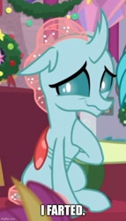 Size: 500x873 | Tagged: safe, edit, edited screencap, screencap, ocellus, changedling, changeling, g4, the hearth's warming club, cropped, female, hoof on chest, implied farting, offscreen character, solo, solo focus