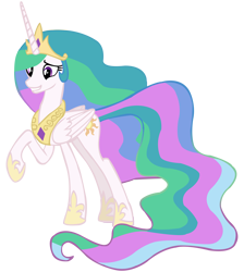 Size: 8617x9600 | Tagged: safe, artist:laszlvfx, princess celestia, pony, g4, horse play, absurd resolution, raised hoof, simple background, solo, transparent background, vector