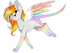 Size: 2600x1786 | Tagged: safe, artist:riariirii2, oc, oc only, mouse, mouse pony, pony, colored wings, gradient wings, multicolored wings, rainbow wings, simple background, solo, transparent background, wings