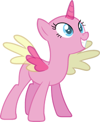 Size: 1108x1359 | Tagged: safe, artist:pegasski, oc, oc only, alicorn, pony, g4, the last laugh, alicorn oc, bald, base, eyelashes, female, grin, horn, looking up, mare, simple background, smiling, solo, transparent background, transparent horn, transparent wings, two toned wings, wings