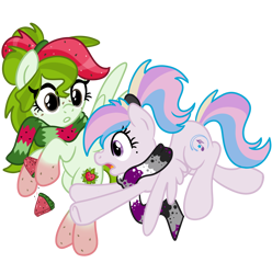 Size: 4063x4096 | Tagged: safe, artist:sjart117, oc, oc only, oc:orient duetta wonder, oc:watermelana, pegasus, pony, 2021 community collab, derpibooru community collaboration, asexual, asexual pride flag, clothes, clumsy, female, flying, food, freckles, fruit, gradient hooves, hoof hold, mare, melon, ponytail, pride, pride flag, scarf, simple background, spread wings, transparent background, watermelon, wings