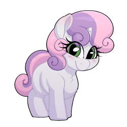Size: 1124x1124 | Tagged: safe, artist:quarantinedchaoz, sweetie belle, pony, unicorn, g4, blank flank, blushing, chest fluff, cute, diasweetes, female, filly, simple background, smiling, solo, transparent background