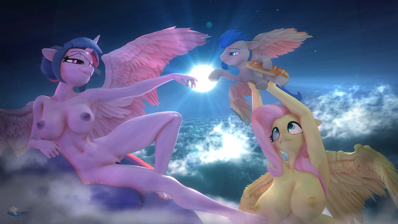 explicit, artist:hooves-art, fluttershy, twilight sparkle, oc, oc:hooves-ar...