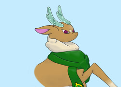 Size: 2100x1500 | Tagged: safe, artist:hemlock conium, cashmere (tfh), deer, reindeer, them's fightin' herds, bust, clothes, community related, female, portrait, scarf, simple background, solo