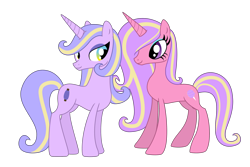 Size: 3000x2000 | Tagged: artist needed, safe, oc, oc only, oc:candy floss, oc:soft silk, pony, unicorn, 2021 community collab, derpibooru community collaboration, couple, cute, duo, eyelashes, female, high res, mare, multicolored eyes, purple eyes, show accurate, simple background, transparent background