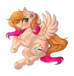 Size: 2922x2994 | Tagged: safe, artist:amazing-artsong, oc, oc only, oc:cosmic carrot, pegasus, pony, female, filly, high res, simple background, solo, tongue out, transparent background