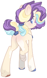 Size: 1024x1678 | Tagged: safe, artist:ninjagobrony287, oc, oc only, oc:dazzling opal, pony, unicorn, butt, coat markings, colored hooves, colored pupils, female, horn, jewelry, looking back, magical lesbian spawn, mare, missing limb, necklace, offspring, parent:applejack, parent:starlight glimmer, parents:glimmerjack, plot, rear view, simple background, socks (coat markings), solo, transparent background, unicorn oc