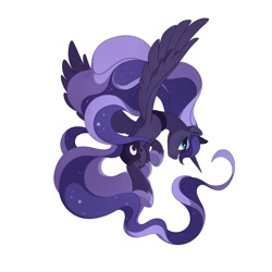 Size: 2000x2000 | Tagged: safe, alternate version, artist:drtuo4, princess luna, alicorn, pony, g4, female, high res, mare, profile, simple background, solo, spread wings, white background, wings