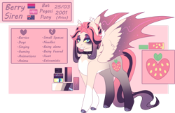 Size: 1280x830 | Tagged: safe, artist:berry-siren, oc, oc only, oc:berry siren, bat pony, pony, female, mare, reference sheet, simple background, solo, transparent background
