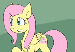 Size: 905x634 | Tagged: safe, artist:cmara, fluttershy, pegasus, pony, g4, female, gritted teeth, mare, raised hoof, solo, worried