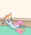 Size: 682x762 | Tagged: safe, artist:mr-degration, rainbow dash, pegasus, pony, g4, blushing, clothes, female, lying down, on back, socks, solo