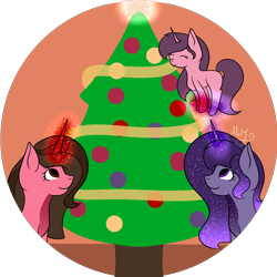 Size: 2000x2000 | Tagged: safe, artist:thecommandermiky, oc, oc only, pony, unicorn, decoration, hearth's warming eve, high res, tree