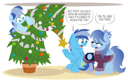 Size: 3069x1966 | Tagged: safe, artist:bobthedalek, oc, oc only, oc:hard cyder, pegasus, pony, christmas, christmas tree, clothes, hearth's warming eve, holiday, sweater, tree, unamused