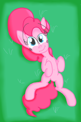Size: 2048x3061 | Tagged: safe, artist:mr-degration, pinkie pie, earth pony, pony, g4, cute, female, grass, high res, lying down, on back, solo