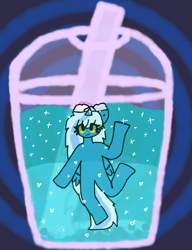 Size: 1000x1300 | Tagged: safe, artist:springthecatlover, oc, oc only, oc:fleurbelle, semi-anthro, arm hooves, bow, bubble tea, drink, drinking straw, hair bow, solo, yellow eyes