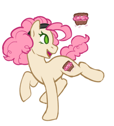 Size: 1024x1129 | Tagged: safe, artist:pomrawr, oc, oc only, oc:cupwitch, earth pony, pony, cutie mark, female, hairband, mare, no pupils, offspring, parent:cheese sandwich, parent:pinkie pie, parents:cheesepie, simple background, solo, white background