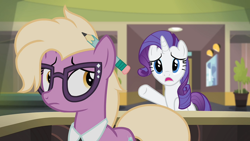 Size: 1920x1080 | Tagged: safe, screencap, grace manewitz, rarity, earth pony, pony, unicorn, g4, rarity takes manehattan, female, glasses, mare