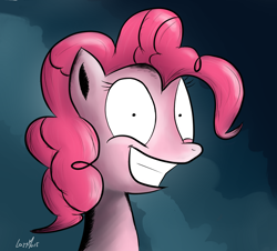 Size: 920x831 | Tagged: safe, artist:lazymort, pinkie pie, earth pony, pony, g4, bust, crazy face, faic, solo