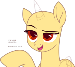 Size: 2968x2673 | Tagged: safe, artist:teepew, oc, oc only, alicorn, pony, g4, my little pony: the movie, alicorn oc, bald, base, bust, eyelashes, female, high res, horn, mare, open mouth, raised hoof, signature, simple background, smiling, solo, transparent background, wings