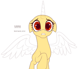 Size: 1886x1672 | Tagged: safe, artist:teepew, oc, oc only, alicorn, pony, g4, my little pony: the movie, alicorn oc, bald, base, eyelashes, female, floppy ears, horn, mare, raised hoof, signature, simple background, slender, solo, spread wings, thin, transparent background, wings, worried