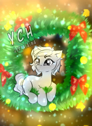 Size: 1020x1386 | Tagged: safe, artist:jerraldina, alicorn, earth pony, pegasus, pony, unicorn, christmas, christmas lights, commission, holiday, solo, your character here