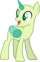 Size: 856x1319 | Tagged: safe, artist:pegasski, oc, oc only, alicorn, pony, g4, uprooted, alicorn oc, bald, base, horn, looking back, male, open mouth, simple background, smiling, solo, stallion, transparent background, transparent horn, transparent wings, two toned wings, wings