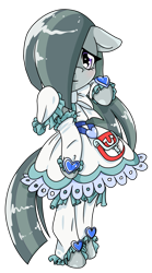 Size: 705x1271 | Tagged: safe, artist:batipin, marble pie, earth pony, semi-anthro, clothes, cosplay, costume, cure white, floppy ears, hair over one eye, pretty cure, simple background, solo, transparent background