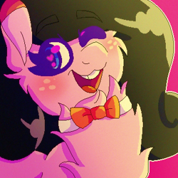Size: 350x350 | Tagged: safe, artist:thatonefluffs, oc, oc only, oc:moonlight, earth pony, pony, bowtie, fluffy, freckles, one eye closed, open mouth, open smile, smiling, solo, wink