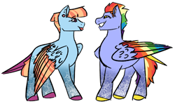 Size: 1368x811 | Tagged: safe, artist:lieutenantcactus, bow hothoof, windy whistles, g4, colored wings, female, male, ship:windyhoof, shipping, simple background, straight, tongue out, white background, wings