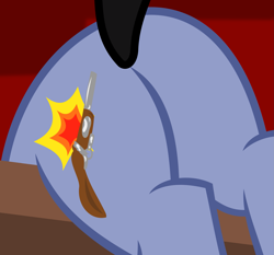Size: 2435x2267 | Tagged: safe, artist:isaac_pony, oc, oc only, oc:shainer shrapnel shock, pony, unicorn, butt, butt only, cutie mark, doom equestria, female, high res, plot, red background, show accurate, simple background, solo, tail, vector, wood