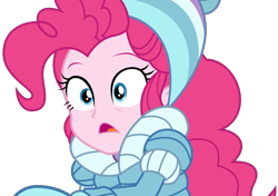 Size: 4509x3178 | Tagged: safe, artist:sketchmcreations, pinkie pie, equestria girls, equestria girls series, holidays unwrapped, saving pinkie's pie, spoiler:eqg series (season 2), clothes, female, frown, gloves, hat, horrified, jacket, mittens, open mouth, reaching, simple background, toque, transparent background, vector, winter outfit