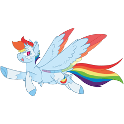 Size: 1200x1200 | Tagged: safe, artist:britebuck, rainbow dash, pegasus, pony, g4, colored wings, colored wingtips, redesign, simple background, solo, transparent background, wings