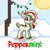 Size: 720x720 | Tagged: safe, artist:bandwidth, oc, oc only, oc:peppermint, deer, cute, deer oc, female, festive, horns, name tag, pixel art, pony town art, snow, solo, sprite, stripes, sun, sunlight, tree, winter