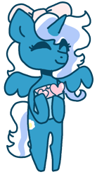 Size: 330x600 | Tagged: safe, artist:einjoschy, oc, oc:fleurbelle, alicorn, pony, adorabelle, alicorn oc, bow, chibi, cute, envelope, eyes closed, female, hair bow, heart, horn, mare, ocbetes, simple background, transparent background, wings