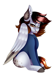 Size: 2400x3200 | Tagged: safe, artist:minelvi, oc, oc only, pegasus, pony, :p, clothes, colored hooves, high res, one eye closed, pegasus oc, simple background, sitting, solo, tongue out, transparent background, wings, wink