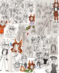 Size: 882x1080 | Tagged: safe, artist:varenikc, oc, oc only, human, humanoid, pony, clothes, female, freckles, goggles, humanized, mare, sketch, sketch dump, smiling, solo, sunglasses, traditional art