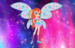 Size: 1152x748 | Tagged: safe, artist:selenaede, artist:user15432, fairy, human, equestria girls, g4, barely eqg related, base used, believix, bloom (winx club), blue wings, clothes, crossover, equestria girls style, equestria girls-ified, fairy wings, fingerless gloves, gloves, hand on hip, high heels, rainbow s.r.l, shoes, solo, wings, winx club
