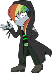 Size: 1208x1692 | Tagged: safe, artist:enderboy1908, rainbow dash, cyborg, elements of insanity, equestria girls, g4, demented six, possessed, rainbine, scombine, scout, simple background, team fortress 2, transparent background