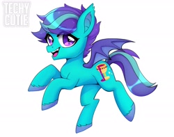 Size: 3040x2400 | Tagged: safe, artist:techycutie, oc, oc only, oc:sugar spirits, bat pony, pony, high res, simple background, smiling, solo, watermark, white background