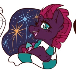Size: 1018x942 | Tagged: safe, artist:ruef, tempest shadow, pony, unicorn, g4, broken horn, clothes, fireworks, horn, scarf, smiling